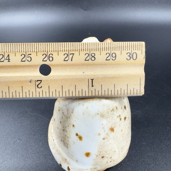 Vintage Hand Made Stoneware Pottery Kitty Cat Cardholder Figurine Speckled Glaze - Picture 4 of 12